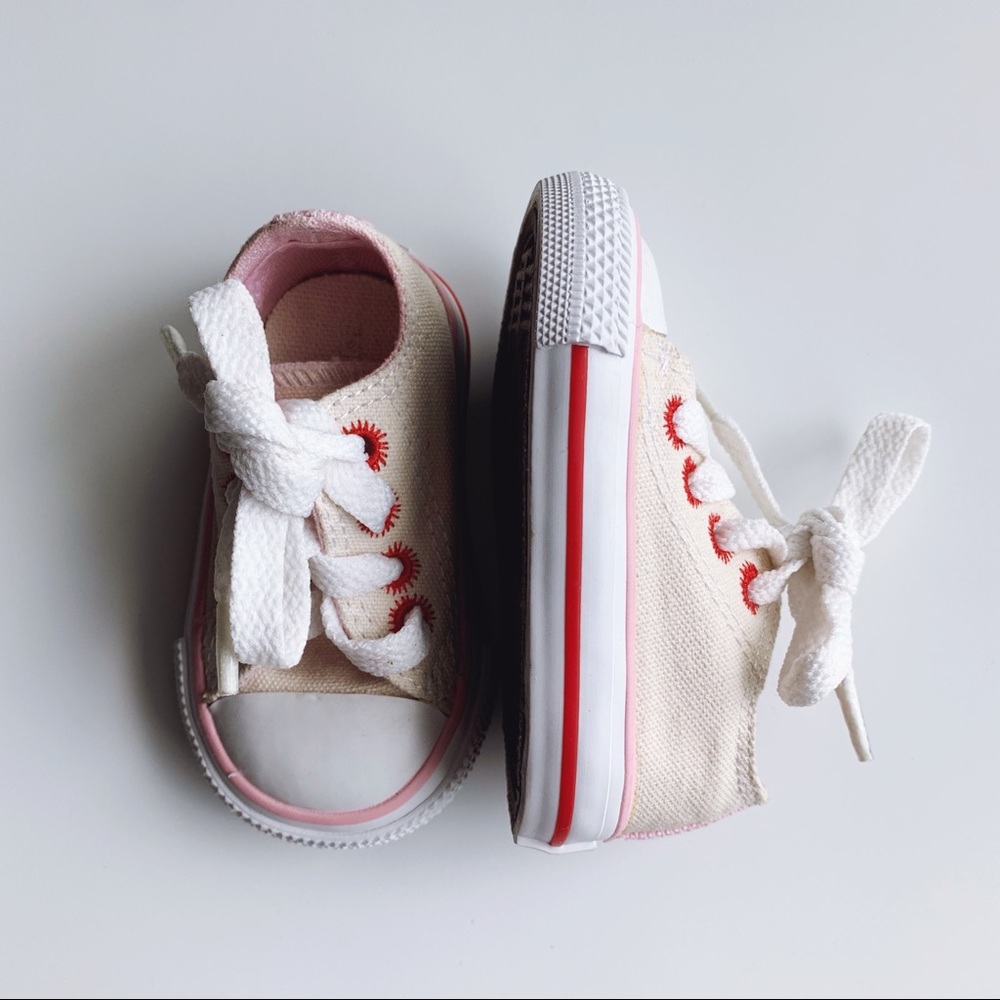Pink and red baby converse size 2